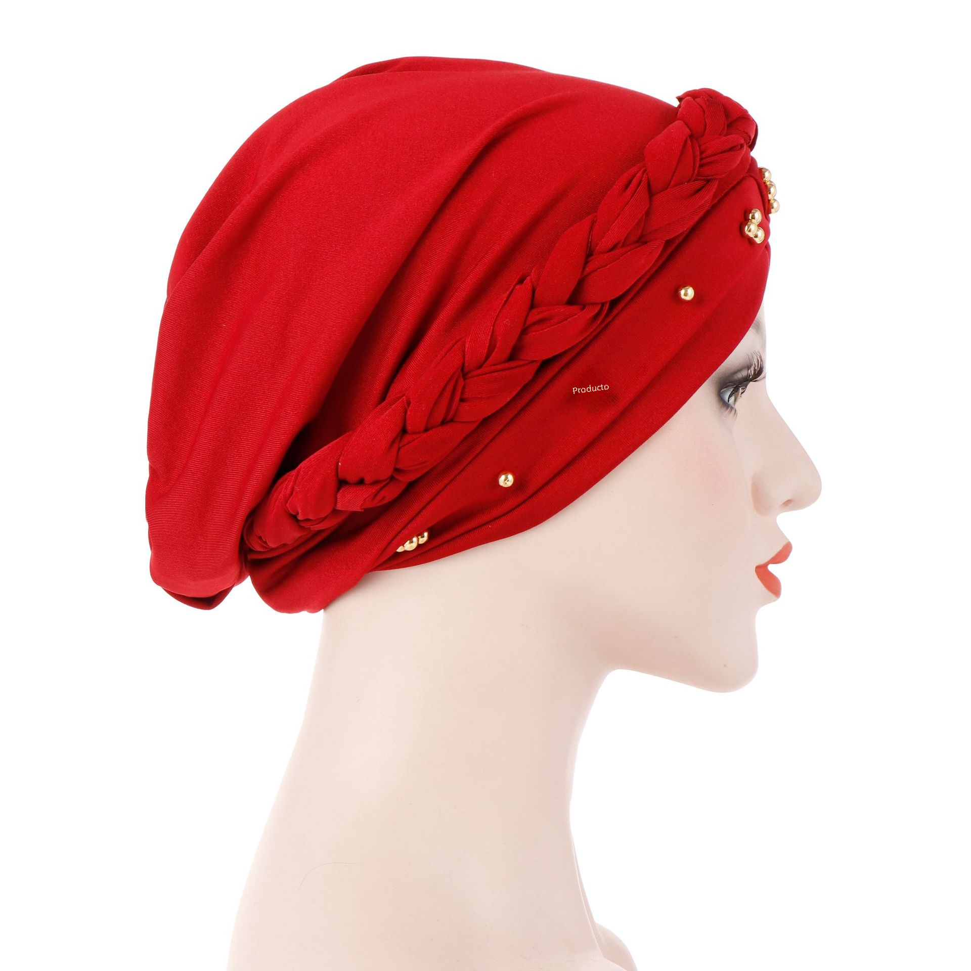 Single Color Gold Pearl Whip Cap for Muslim Headscarf