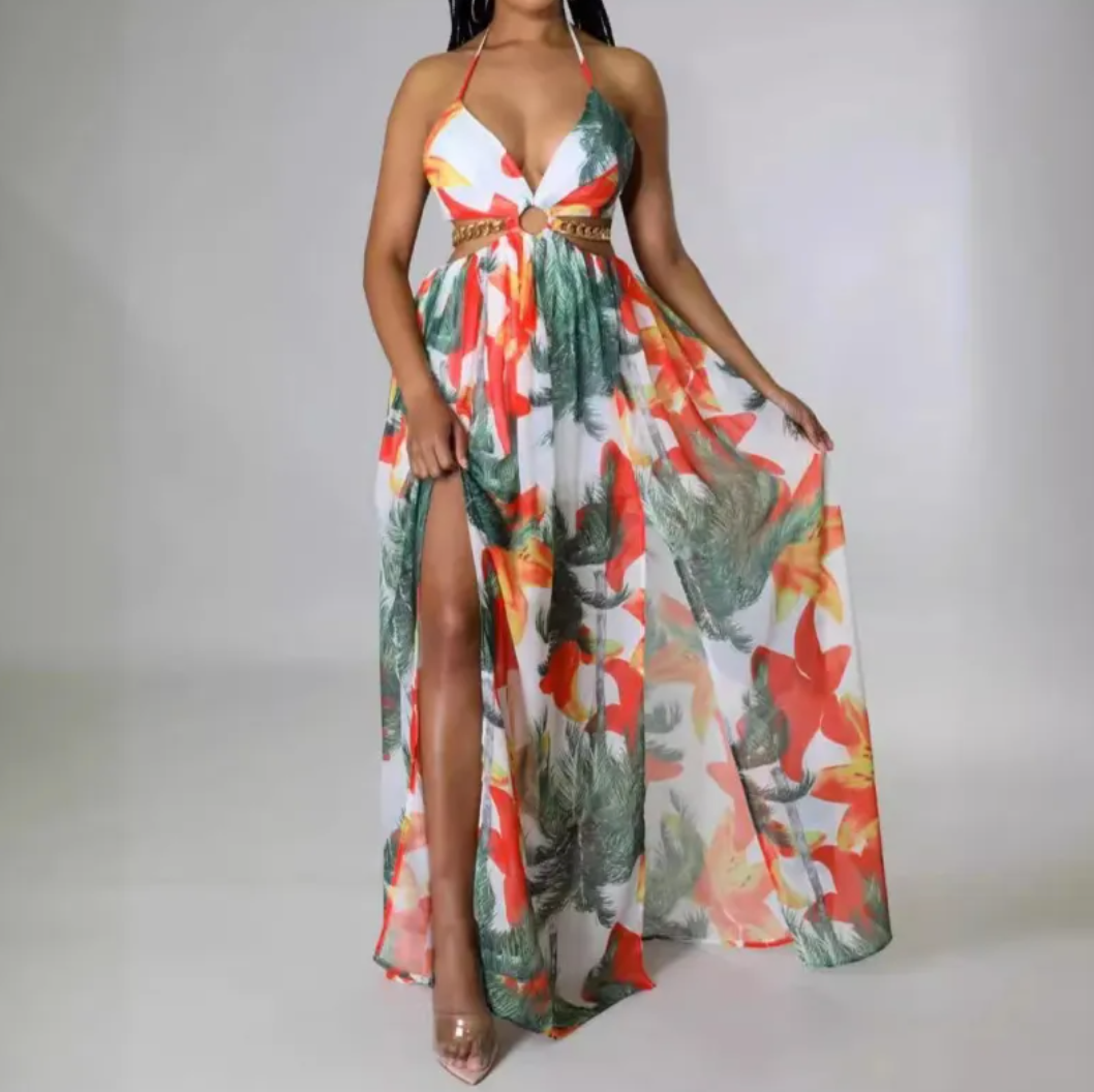 Evarisluxe Summer Floral Print Dress