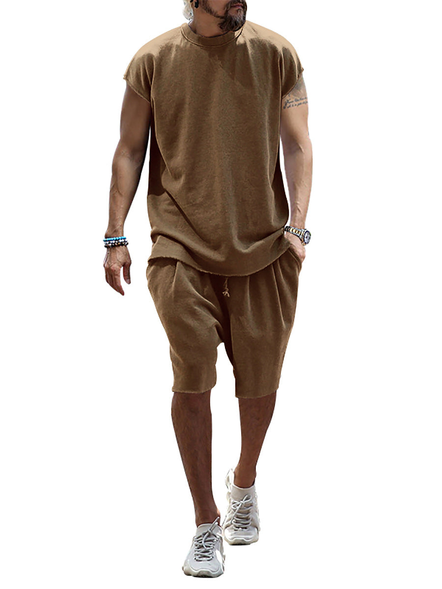 Trendy Terry Summer Half-Sleeve Casual Sports Suit