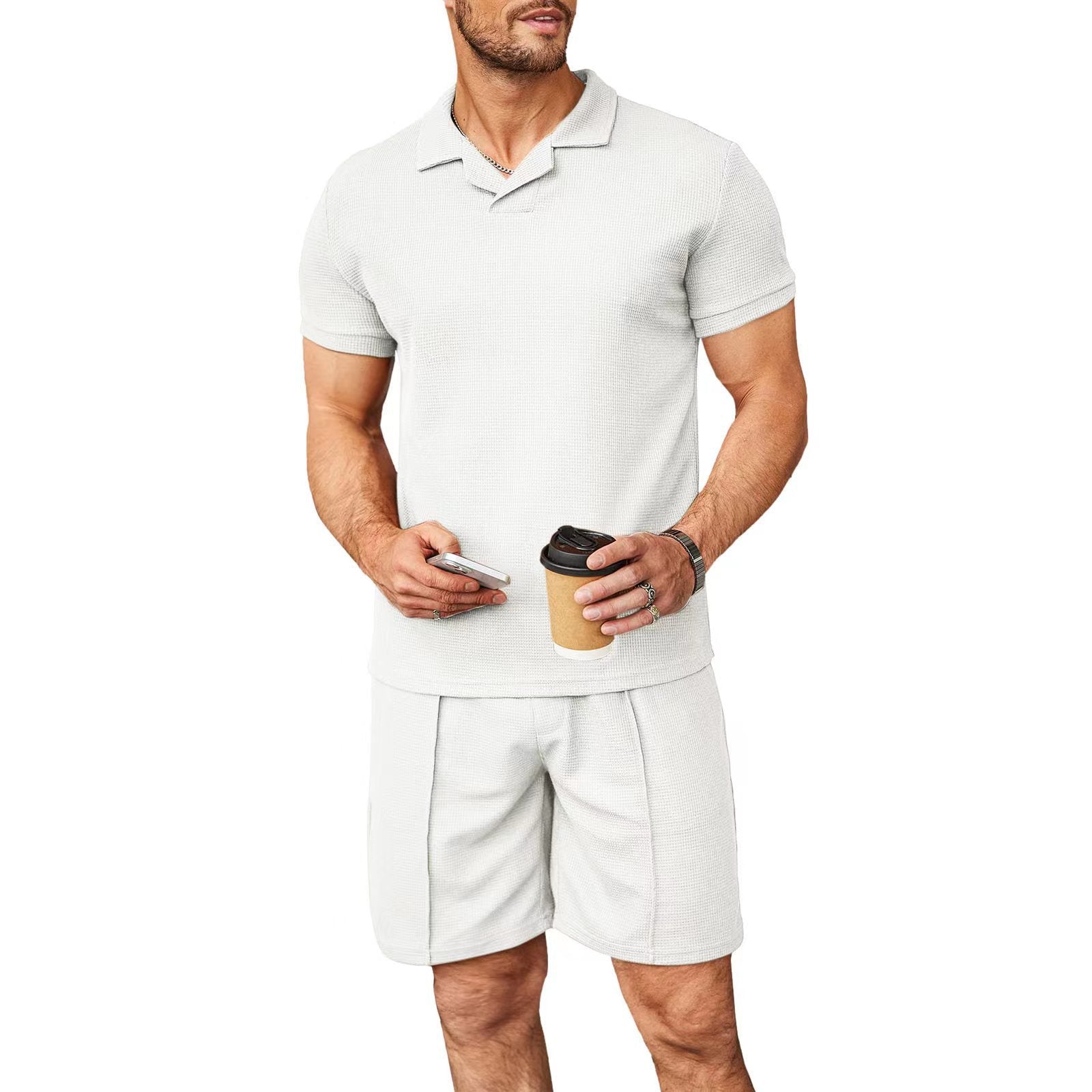 2023 Summer New Men's Casual Polo Shirt Set