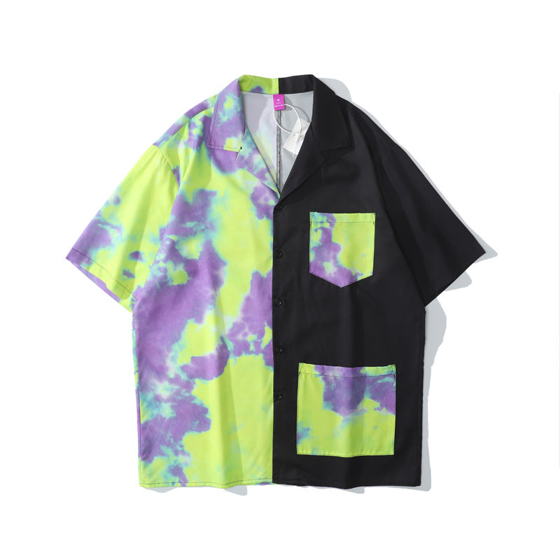 Hawaii Tie-Dye Short-Sleeved Flower Shirt for Men
