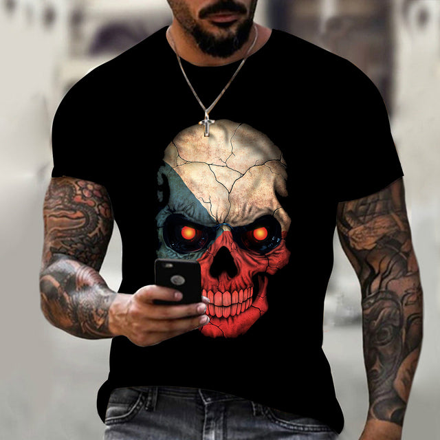 3D Skull Hip Hop O-Neck T-Shirt for Men