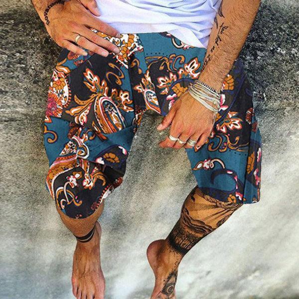 Casual Printed Cotton and Linen Summer Shorts