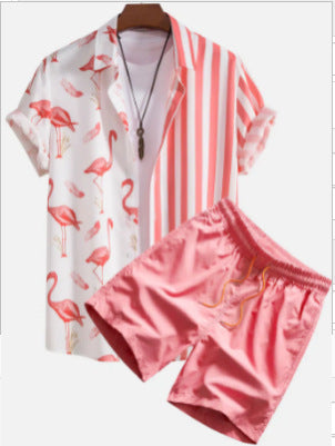 Men's Casual 3D Printed Hawaiian Shirt and Shorts Set