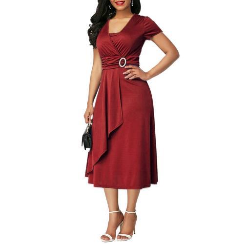 Evarisluxe Asymmetrical V-Neck Evening Dress