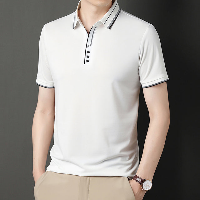 Men's Color Block Polo T-Shirt - Casual Slim Fit Top