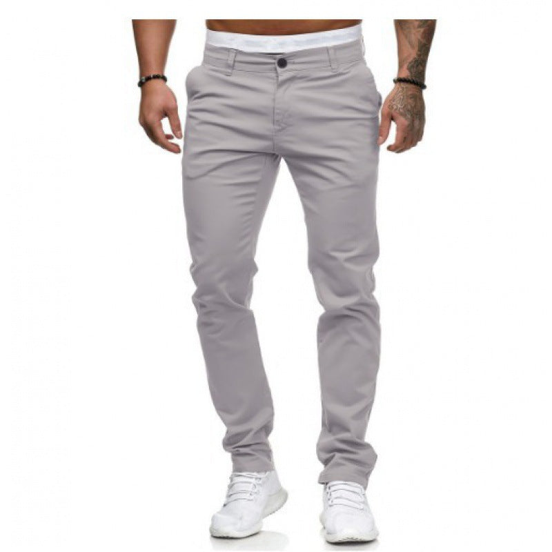 Men's Casual Slim Fit Solid Color Trousers (Wholesale)