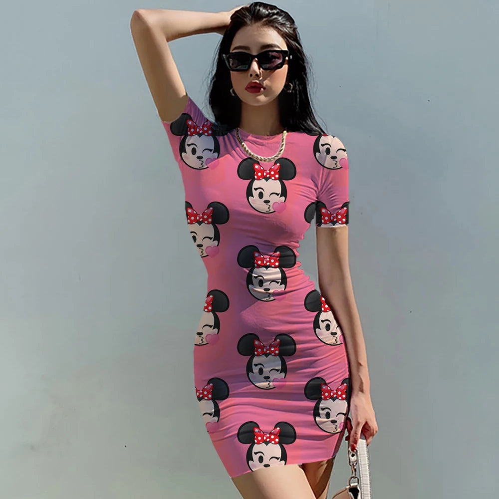2023 Disney Mickey Mouse Print Summer Dress for Women