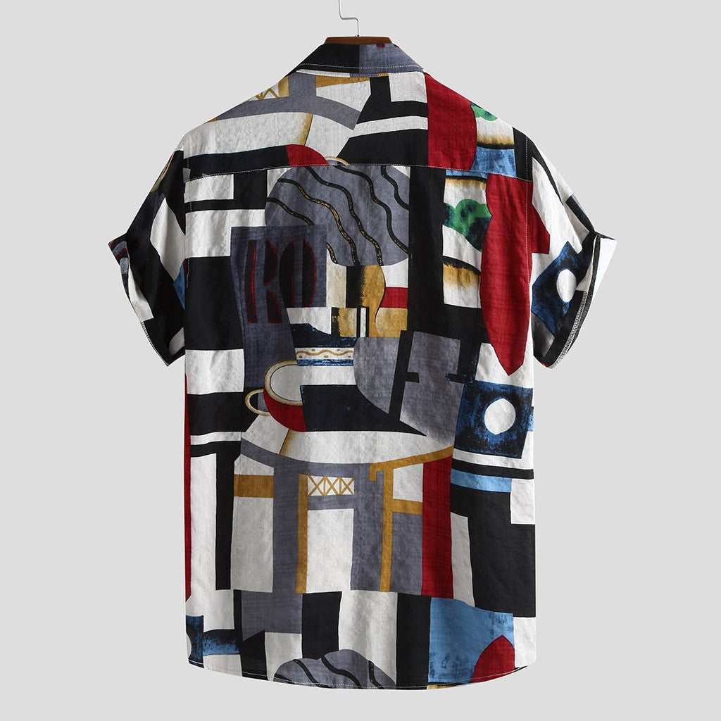 Men's Short Sleeve Printed Casual Hawaiian Shirt
