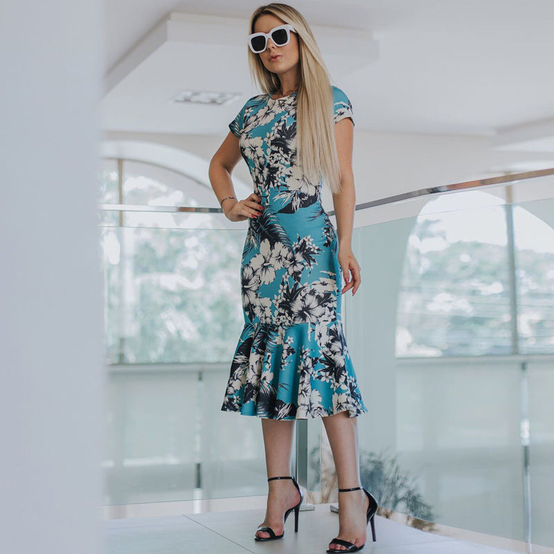 2019 Summer Sexy Floral Ruffled Bodycon Dress