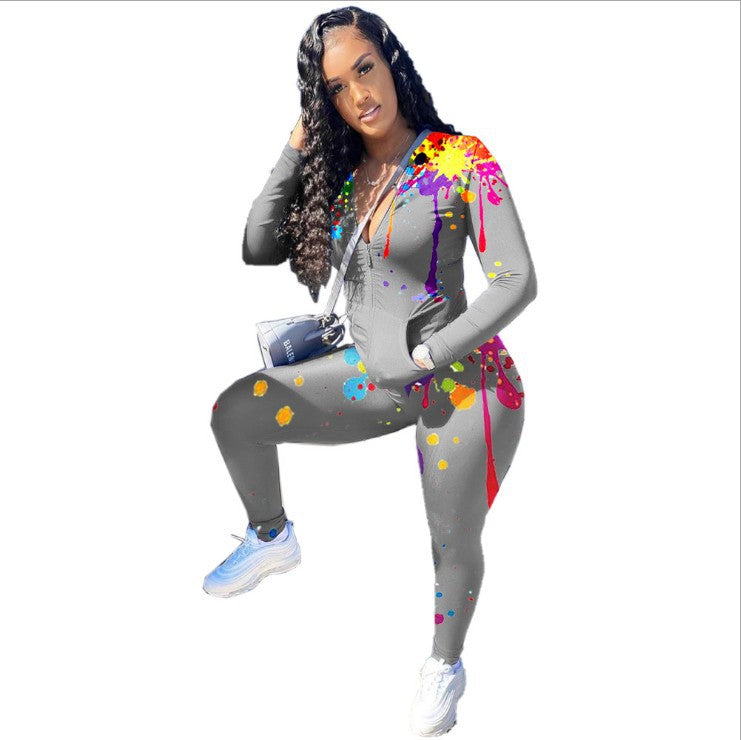 Loose Two-Piece Set with Printed Pockets