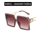 Hollow Square Sunglasses with Metal Legs for Women