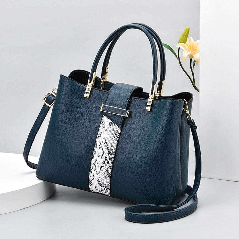 Luxury Snake Grain Leather Women's Tote & Crossbody Bag