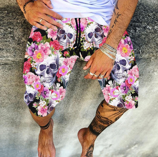 Casual Printed Cotton and Linen Summer Shorts