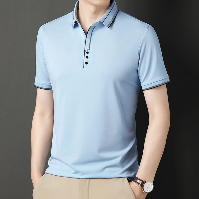 Men's Color Block Polo T-Shirt - Casual Slim Fit Top