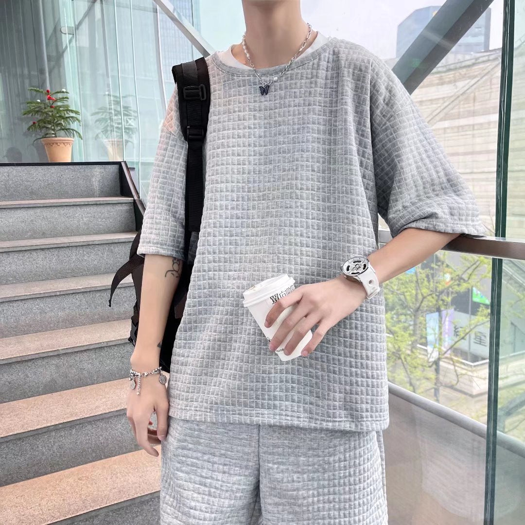 Men's Casual Two-Piece Set: Short Sleeve T-Shirt & Shorts