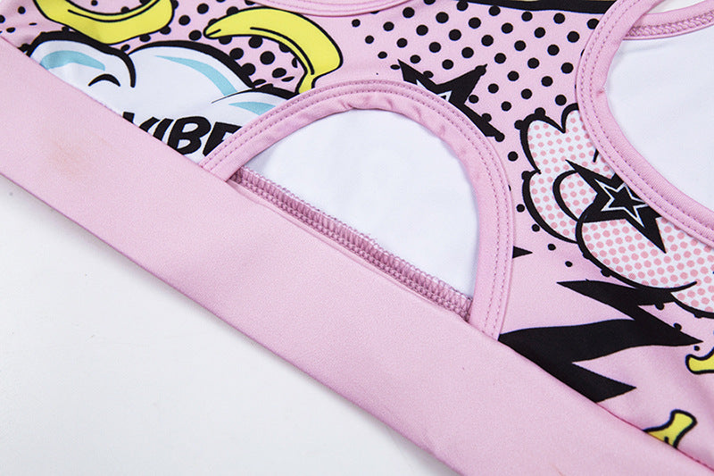 Cartoon Print Yoga Set for Women (Two-Piece)