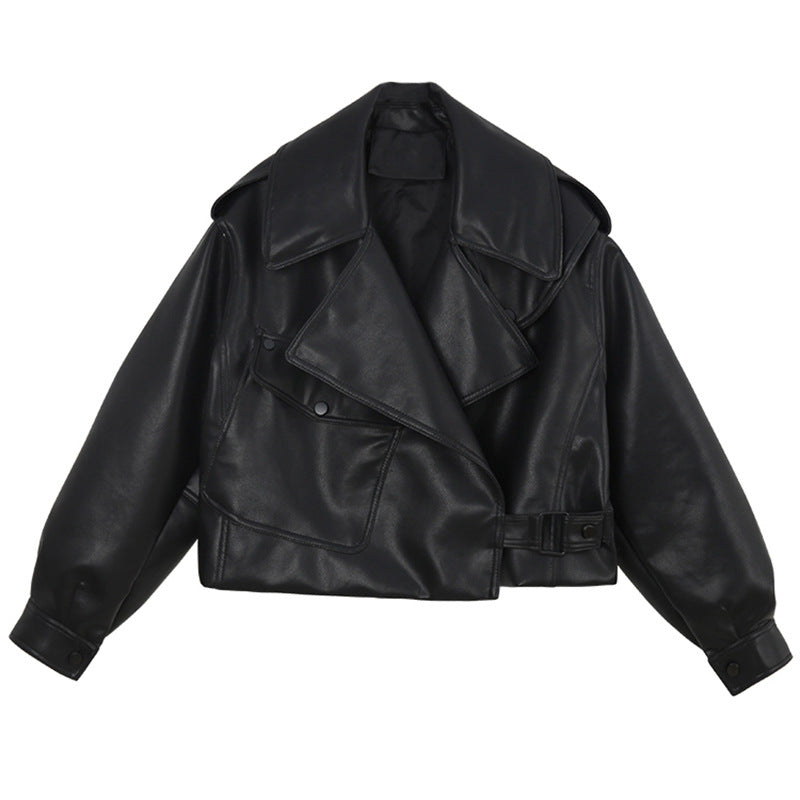 Spring 2021 Women's Loose Fit Korean Style Leather Jacket