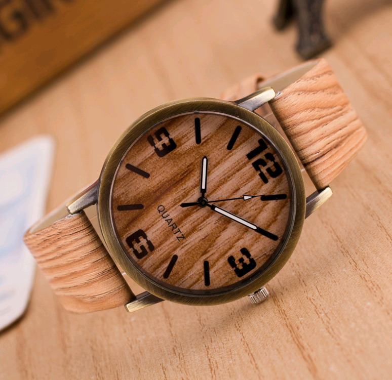 Fashion Wooden Grain Watch for Men and Women