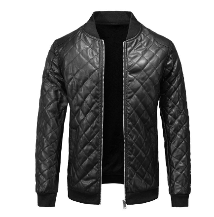 Faux Leather Stitched Motorcycle Jacket
