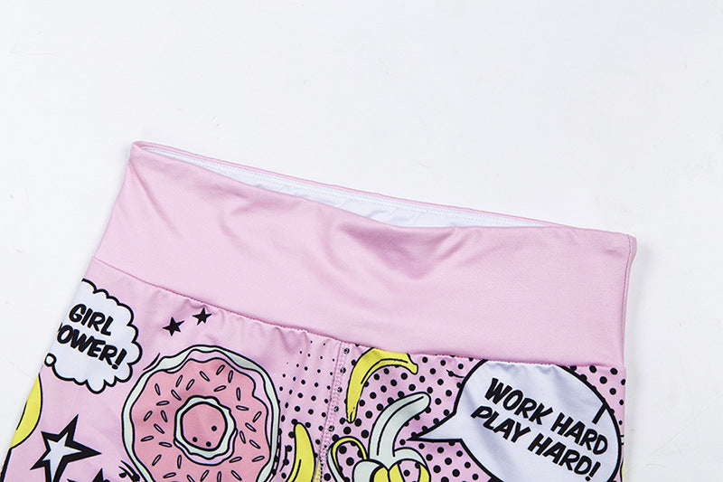 Cartoon Print Yoga Set for Women (Two-Piece)