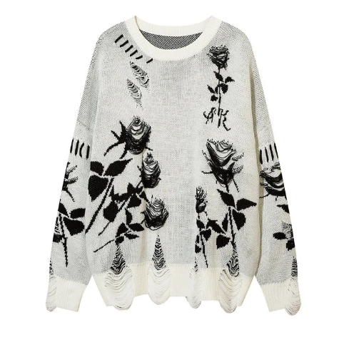 Vintage Ripped Hip Hop Knitted Men’s Sweater Pullover