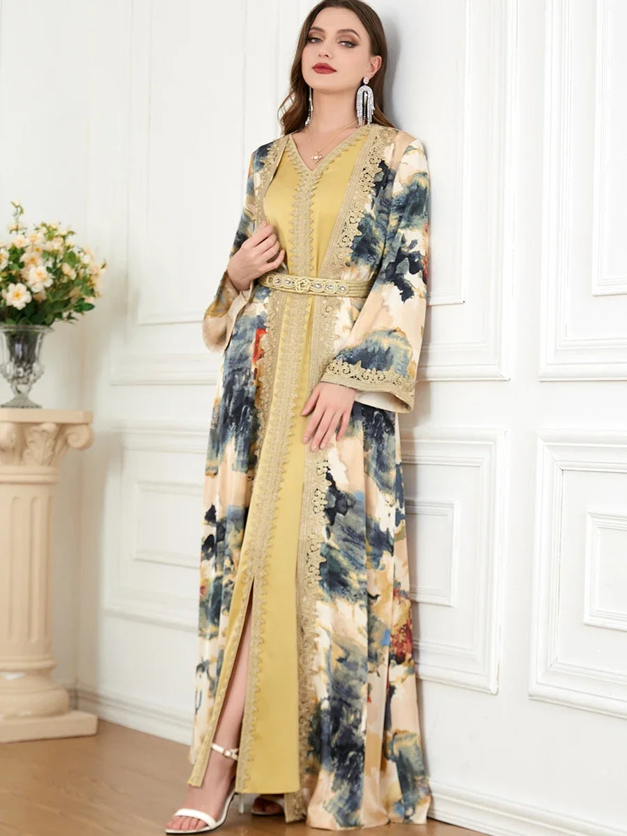 The Maroc Brodé Abaya Two-Piece Set | Evarisluxe