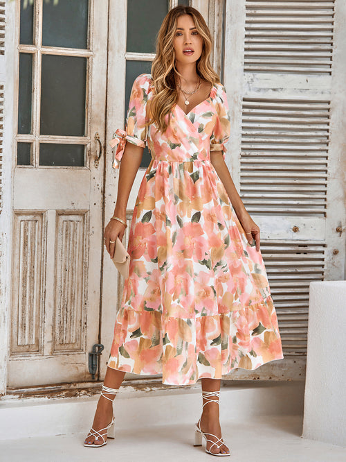 2023 Summer Women's Floral V-Neck Long Dress