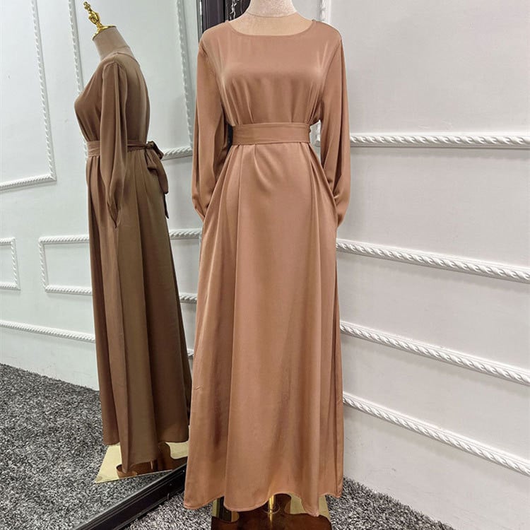 Soft Satin Scarf Gown Dress for Women