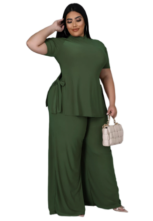 V-Neck Two Piece Set for Women with Side Straps