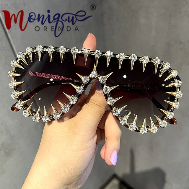 Luxury Designer Punk Rhinestone Sunglasses for Men & Women