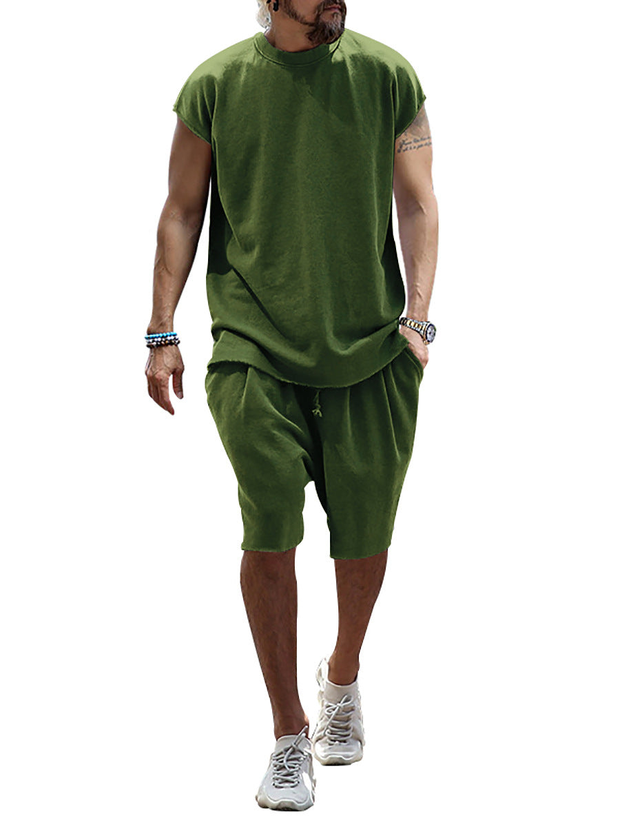 Trendy Terry Summer Half-Sleeve Casual Sports Suit