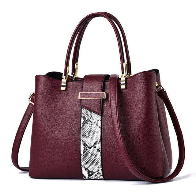 Luxury Snake Grain Leather Women's Tote & Crossbody Bag