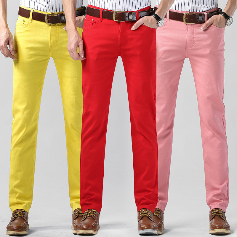 Colorful Slim Fit Elastic Suit Pants for Men