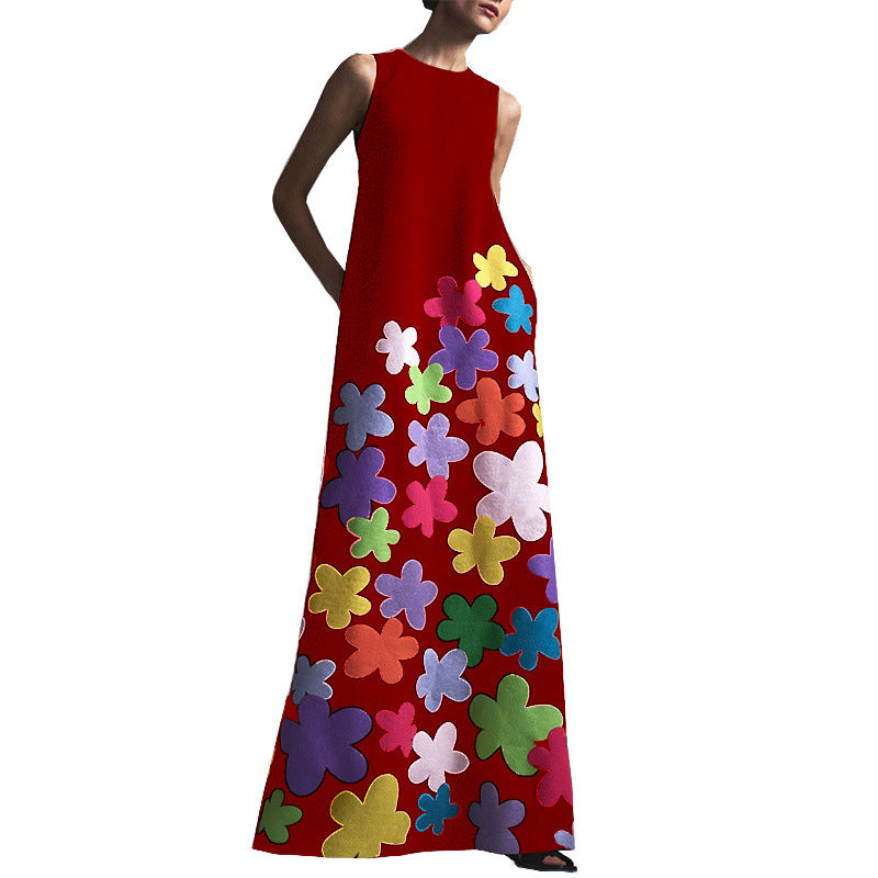 Evarisluxe Printed Round Neck Midi Dress