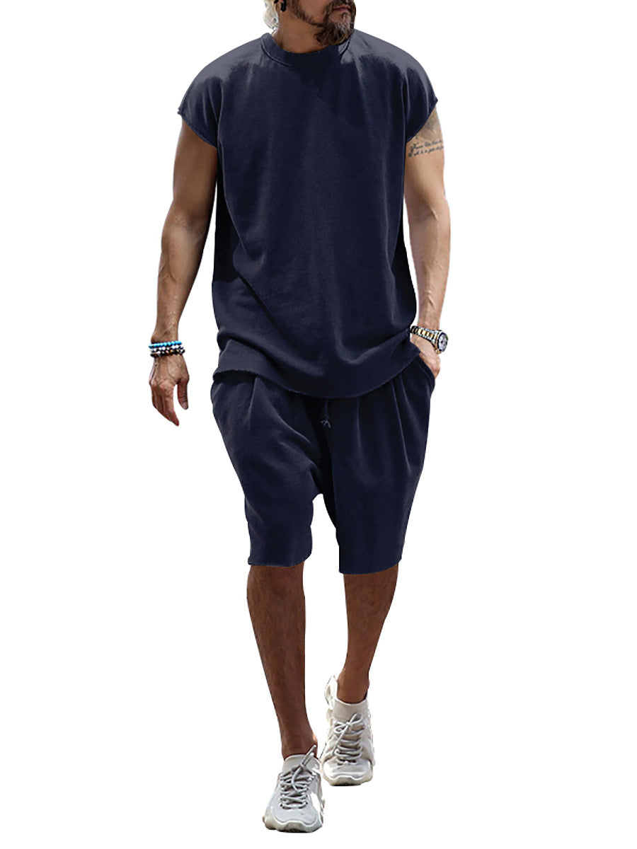 Trendy Terry Summer Half-Sleeve Casual Sports Suit