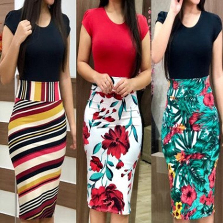 Evarisluxe Printed Office Midi Pencil Dress