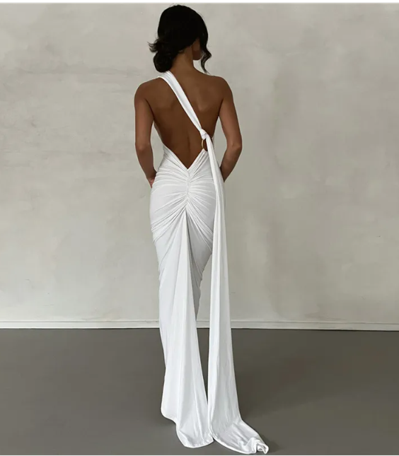 Evarisluxe Backless Halter Sheath Dress