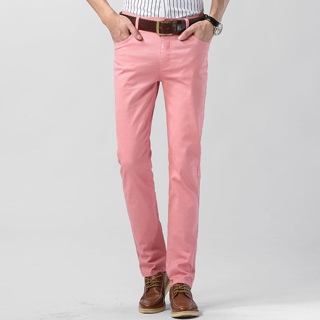 Colorful Slim Fit Elastic Suit Pants for Men