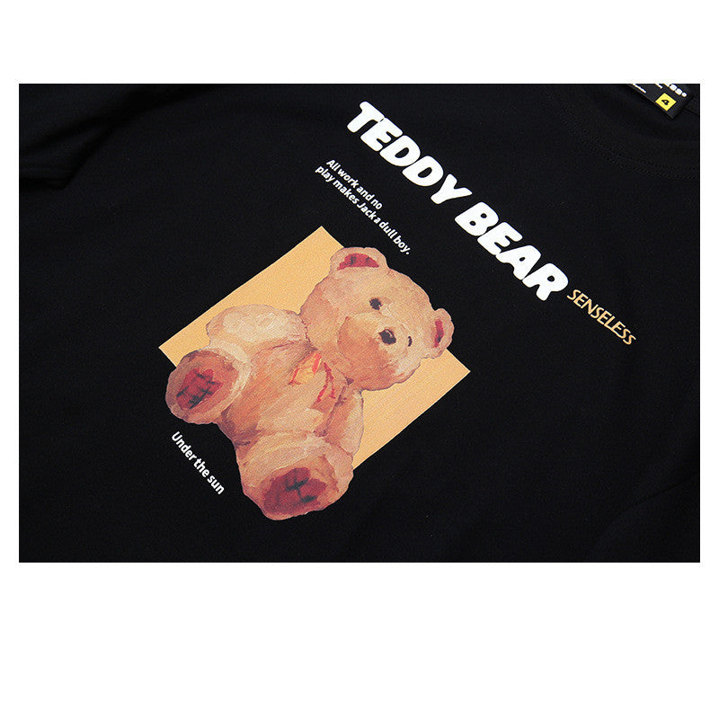 Cartoon Bear Short Sleeve T-Shirt for Men - Casual Wear