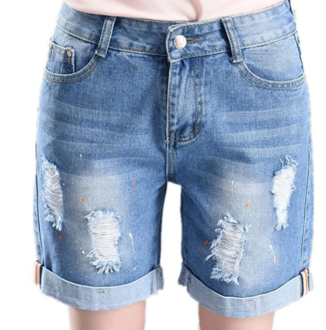 Women's Summer Distressed Cuffed Denim Shorts