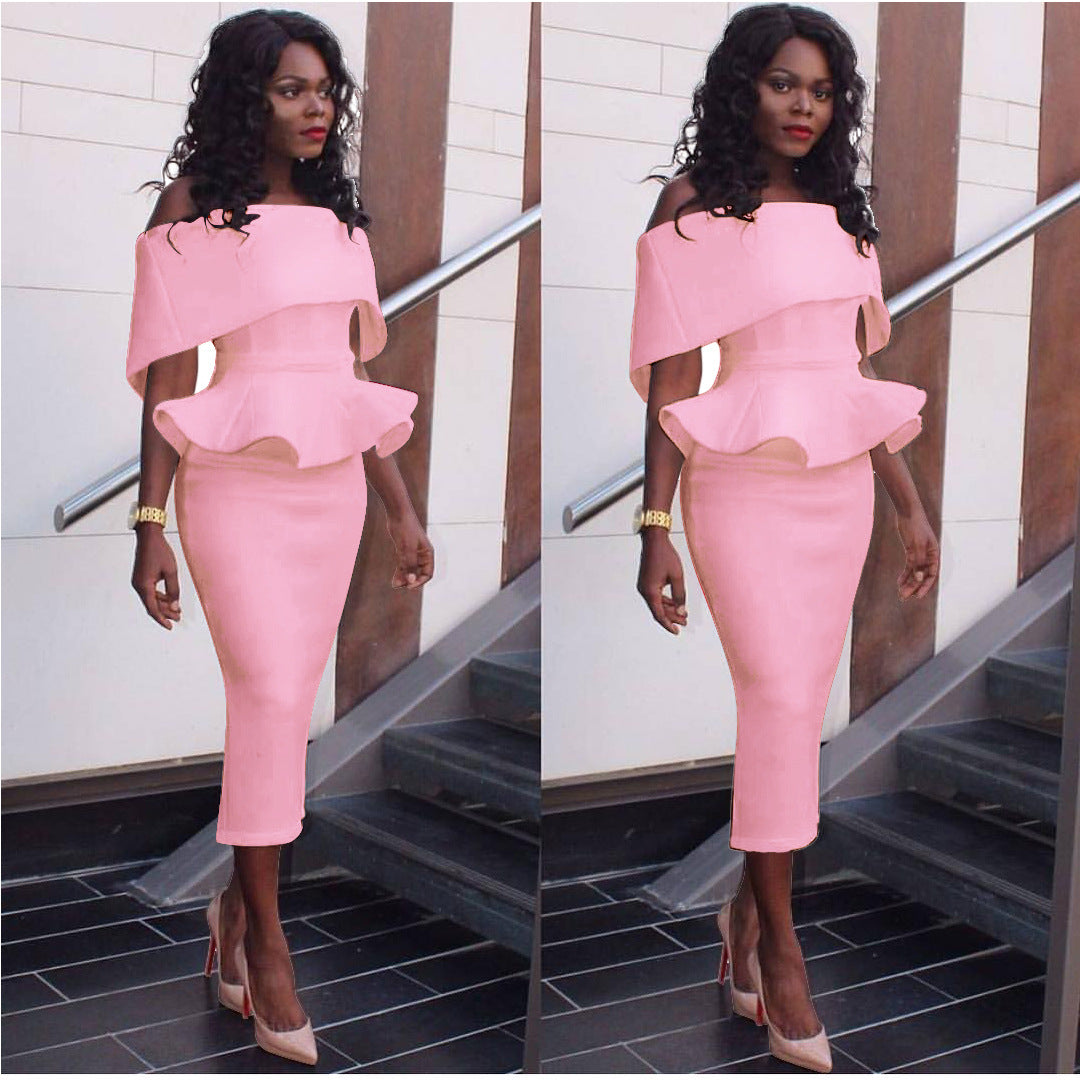 Evarisluxe Off-Shoulder Bodycon Midi Dress
