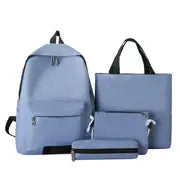 4-Piece Solid Color Backpack Set for Students