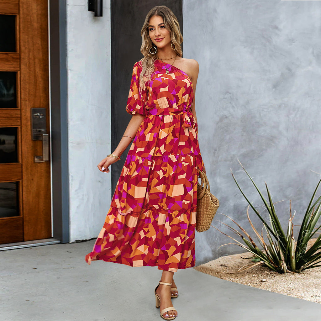 The Jardin Single-Shoulder Floral Maxi Dress | Evarisluxe