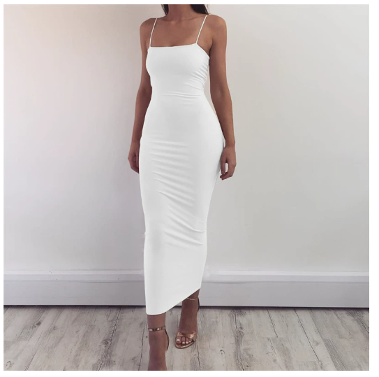 Evarisluxe Milk Silk Bandage Strap Dress