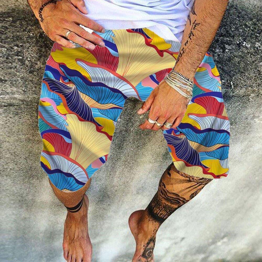 Casual Printed Cotton and Linen Summer Shorts