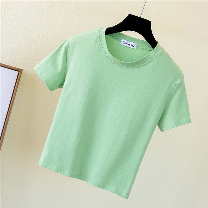 Summer Crop Top Women - Fitted High Waist Sports Tee