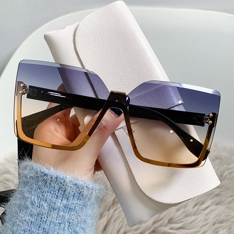Slim Half-Frame Metal Sunglasses for Women
