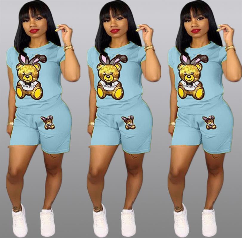 Sequin Cartoon 2-Piece Plus Size Summer Outfit Set