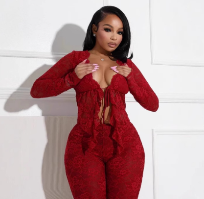 Sexy Lacing Hollow Cardigan Two-piece Suit